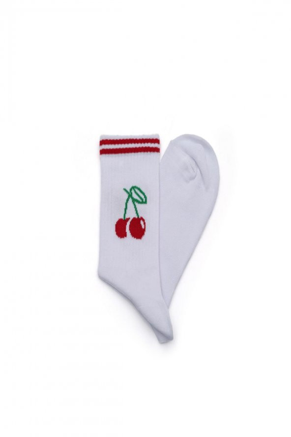 2li Kadın Asortili Hello ve Cherry Bomb Yazılı Çorap 8500-B2 - 4