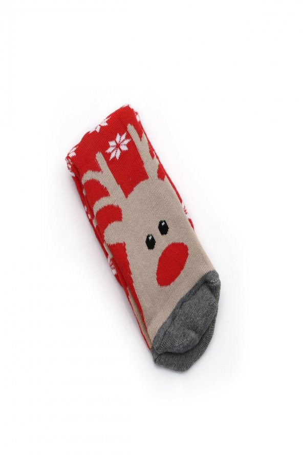 2li Kız Çocuk Asortili Geyik Desenli Havlu Çorap 11639-B2 - 2