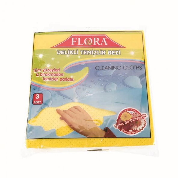 FLORA DELİKLİ TEMİZLİK BEZİ 3LÜ F040