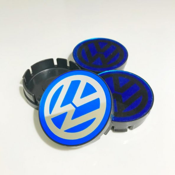 Volkswagen Mavi-Krom Jant Göbeği (55mm)