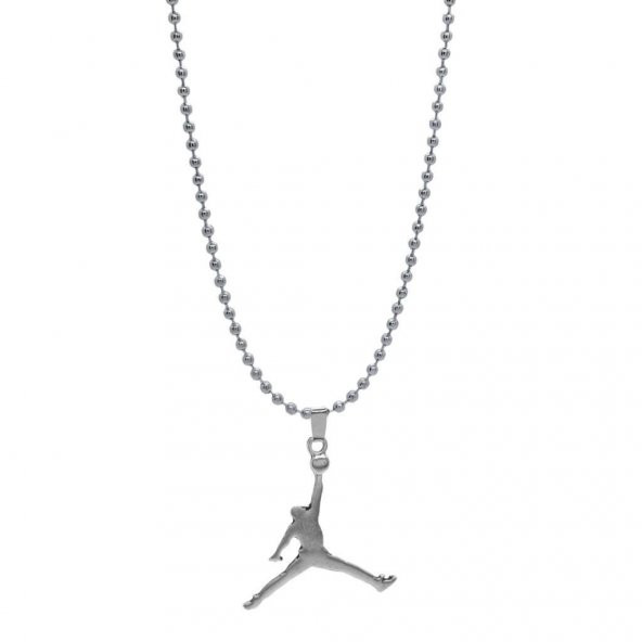 Michael Jordan Nba Basketbol Smaç Gri Zincirli Erkek 60 cm Kolye