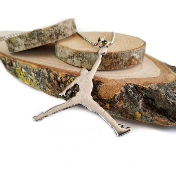 Michael Jordan Nba Basketbol Smaç Gri Zincirli Erkek 60 cm Kolye - 2