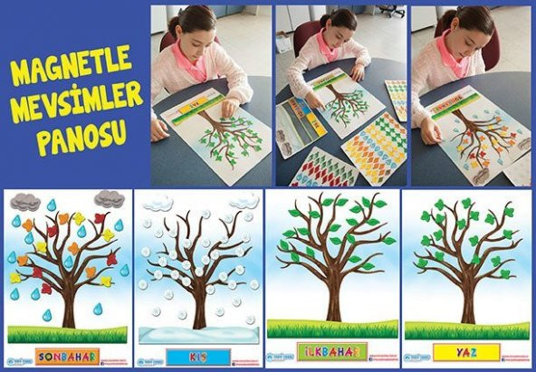 Mavi Yunus Magnetli Mevsimler Panosu ve Magnetli Kartları