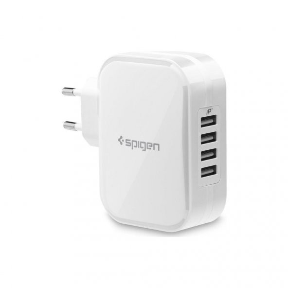 Spigen Essential 34W Hızlı Şarj Cihazı 4 Port USB (5V 6.8A) iP (Intelligent Power Technology) Duvar Şarjı F401 - 000AD23963