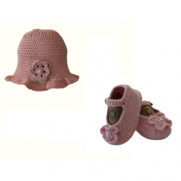 Organic Bonny Baby Şapka Patik Seti Pembe