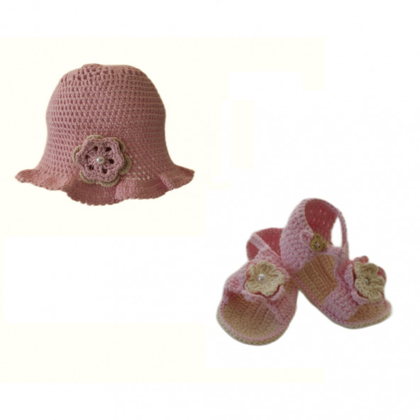 Organic Bonny Baby Şapka Sandalet Seti