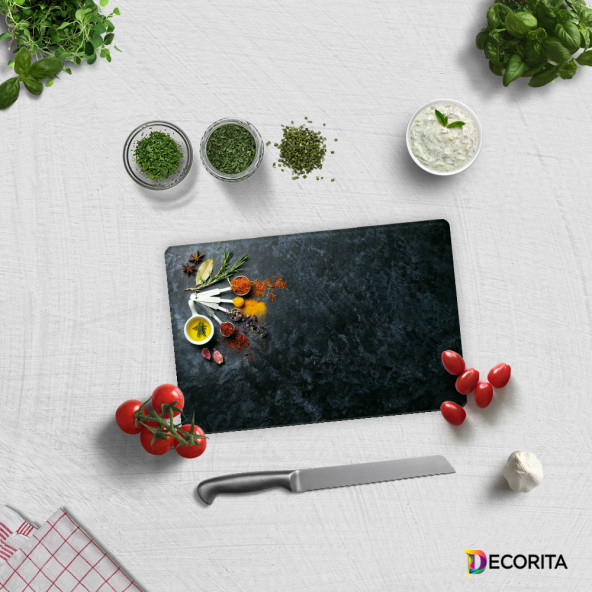 DECORITA Cam Kesme Tahtası- Baharat Çeşnisi