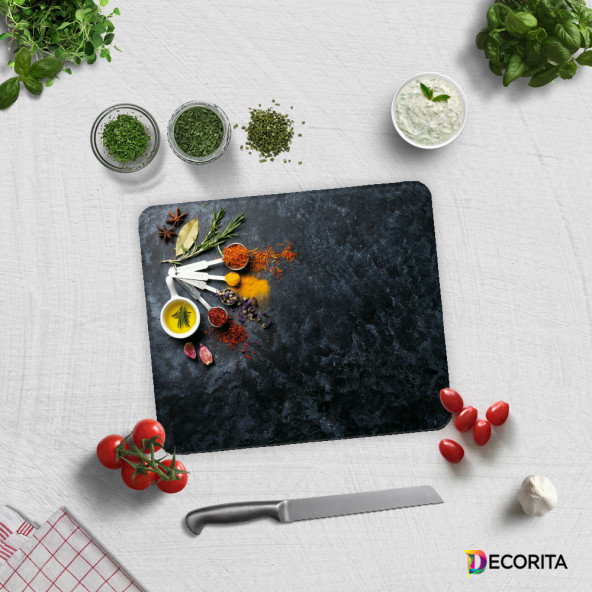 DECORITA Cam Kesme Tahtası- Baharat Çeşnisi - 2