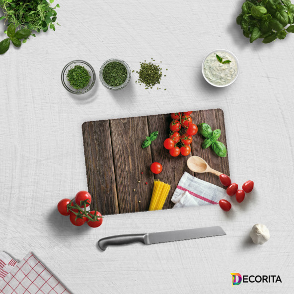 DECORITA Cam Kesme Tahtası- Ahşap ve Sebzeler