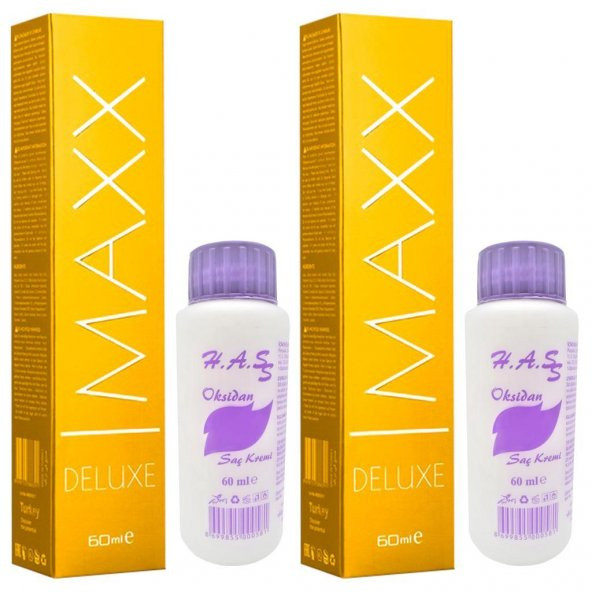 H.A.SS Oksidan 60 Ml. + Maxx Deluxe Saç Boyası 60 Ml. Küllü Açık Kumral-8/1 (2şer Adet)