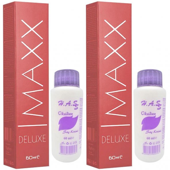 H.A.SS Oksidan 60 Ml. + Maxx Deluxe Saç Boyası 60 Ml. Şarap Kızılı-4/65 (2şer Adet)
