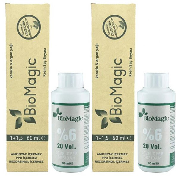 Biomagic Organik Amonyaksız Saç Boyası (Moka Kahve-44.07)+Oksidan (2 Adet)