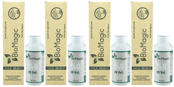 BioMagic Organik Amonyaksız Saç Boyası (Yoğun Çikolata Kahve-55.07)+Oksidan (4 Adet)