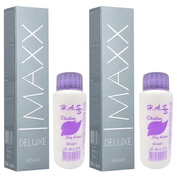 H.A.SS Oksidan 60 Ml. + Maxx Deluxe Saç Boyası 60 Ml. Siyah-1/0+Oksidan (2 ADET)