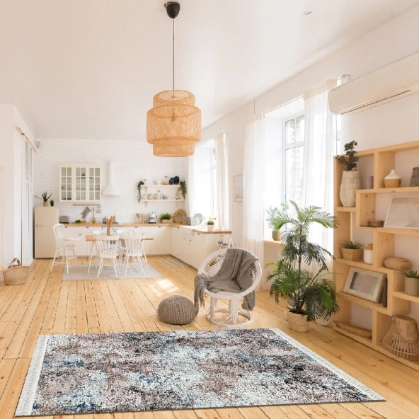 Baskılı Kilim Kabartma Eskitme Kahve Mavi Vizon Bej Krem Renkli