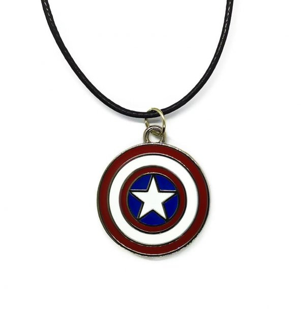 Kaptan Amerika Kalkan Avengers Suni Deri İpli Metal Kolye