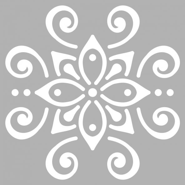Çiçek-3 Motif Stencil Boyama şablonu 30x30 cm, Duvar Stencil, Fayans Stencil, Mobilya Stencil - 2