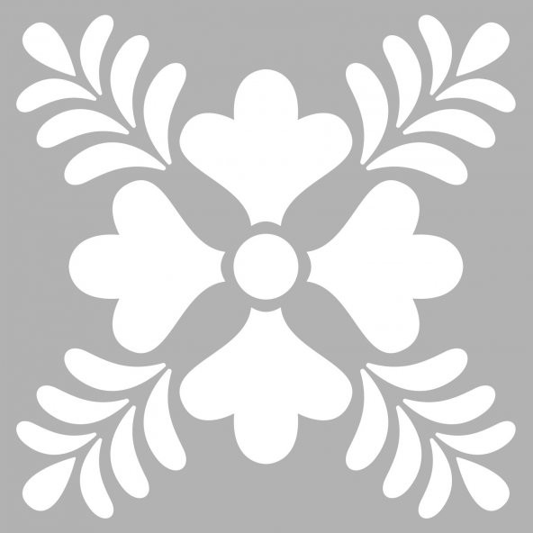 Floral-2 Stencil Boyama şablonu 30x30 cm, Duvar Stencil, Fayans Stencil, Mobilya Stencil - 2