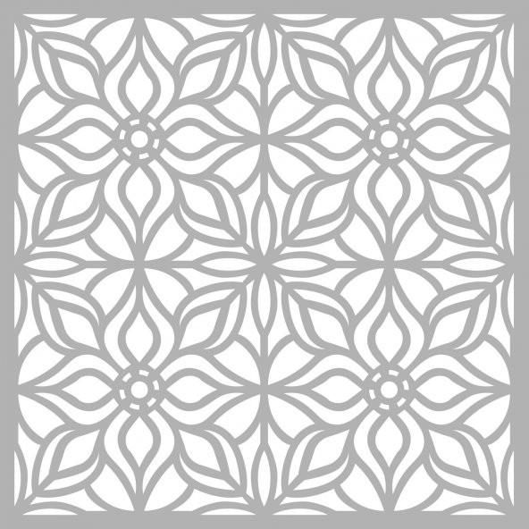 Çiçek Karo 3 Stencil Boyama şablonu 30x30 cm, Duvar Stencil, Fayans Stencil, Mobilya Stencil - 2