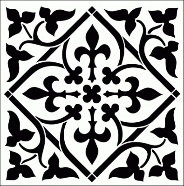 Fleur Karo 2 Stencil Boyama şablonu 30x30 cm, Duvar Stencil, Fayans Stencil, Mobilya Stencil