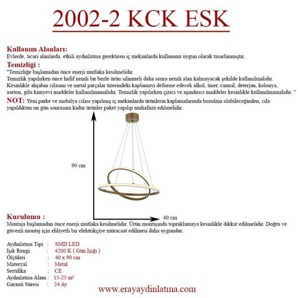Eray Aydınlatma 2002-2 30-40 Eskitme Led  Avize - 4