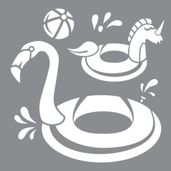 Şişme Flamingo Stencil Boyama şablonu 30x30 cm, Duvar Stencil, Fayans Stencil, Mobilya Stencil