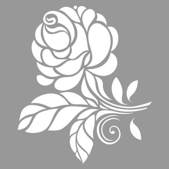 Tek Gül Stencil Boyama şablonu 30x30 cm, Duvar Stencil, Fayans Stencil, Mobilya Stencil ürün görseli 1