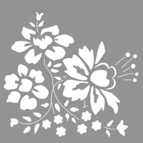 Dahlia Stencil Boyama şablonu 30x30 cm, Duvar Stencil, Fayans Stencil, Mobilya Stencil