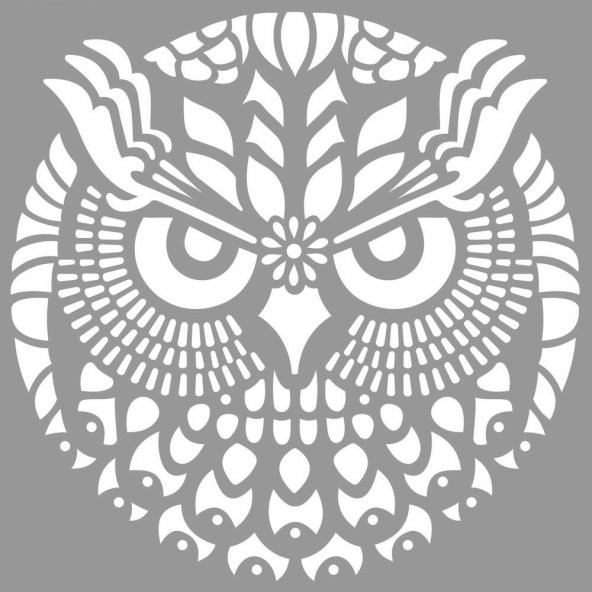 Tribal Baykuş Stencil Boyama şablonu 30x30 cm, Duvar Stencil, Fayans Stencil, Mobilya Stencil ürün görseli 1