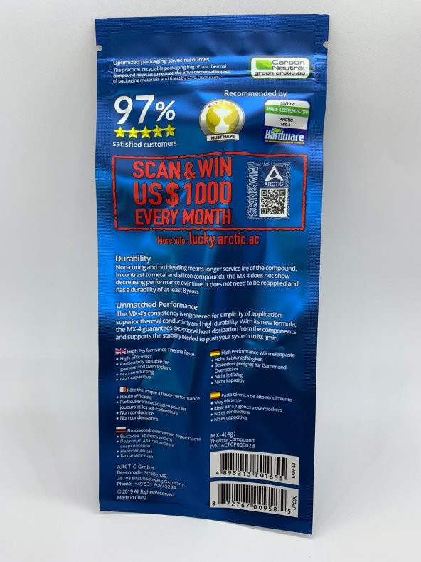 Arctic MX-4 (4 g) 2019 Edition - Yüksek Performans Termal Macun - 2
