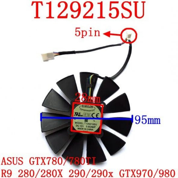 95mm Asus R9 280-DC2T-3GD5 fan