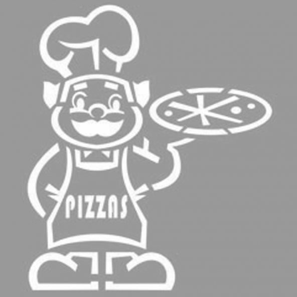 Yaşlı Pizzacı-3 Stencil Boyama şablonu 30x30 cm, Duvar Stencil, Fayans Stencil, Mobilya Stencil
