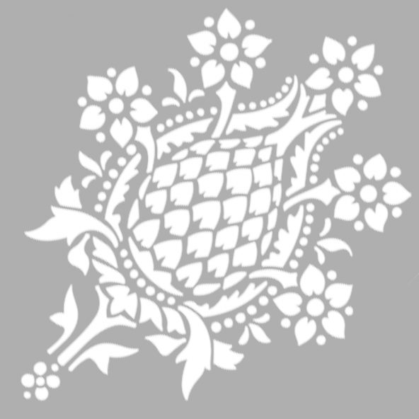 Kozalak Damask Stencil Boyama şablonu 30x30 cm, Duvar Stencil, Fayans Stencil, Mobilya Stencil