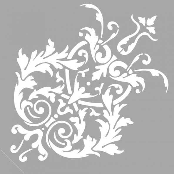 Çiçek Motifi-12 Stencil Boyama şablonu 30x30 cm, Duvar Stencil, Fayans Stencil, Mobilya Stencil