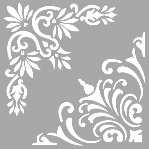 Köşe Model Karo Stencil Boyama şablonu 30x30 cm, Duvar Stencil, Fayans Stencil, Mobilya Stencil