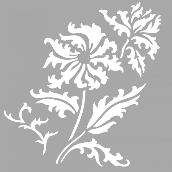 Çiçek Motif-30 Stencil Boyama şablonu 30x30 cm, Duvar Stencil, Fayans Stencil, Mobilya Stencil