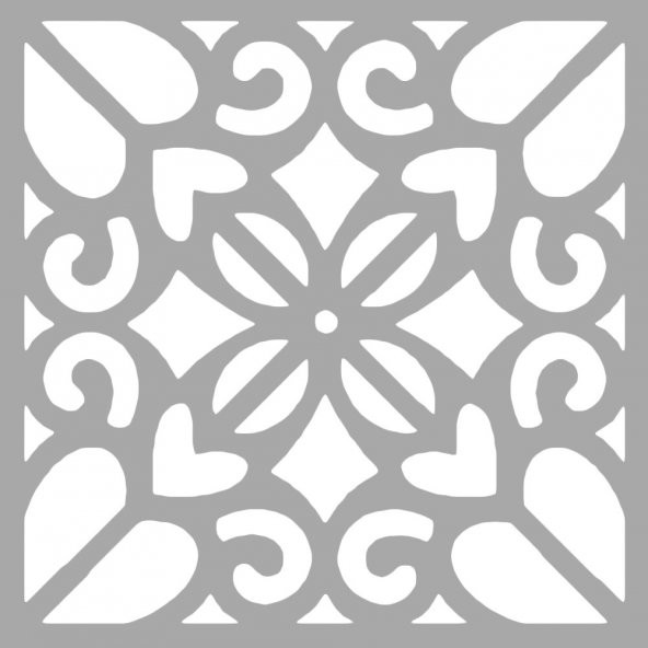 Kalp Detay Karo Stencil Boyama şablonu 30x30 cm, Duvar Stencil, Fayans Stencil, Mobilya Stencil - 1