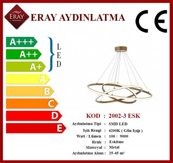 Eray Aydınlatma 2002-3 Eskitme Led Avize - 3