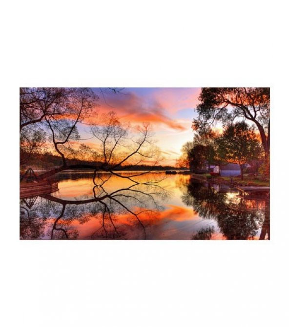 Sunset 5 Parça Kanvas Tablo 135X85 Cm, Kanvas Üzerine Dijital Baskı