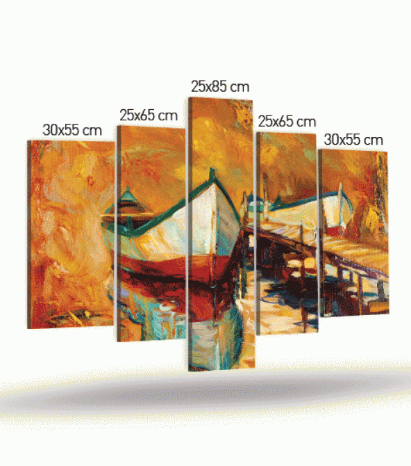 Georgia 5 Parça Kanvas Tablo 135X85 Cm - 5