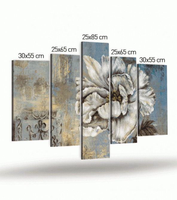 Carribean Blue 5 Parça Kanvas Tablo 135X85 Cm - 4