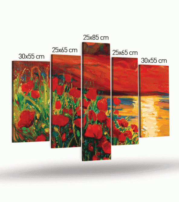 Sunrise 5 Parça Kanvas Tablo 135X85 Cm - 4