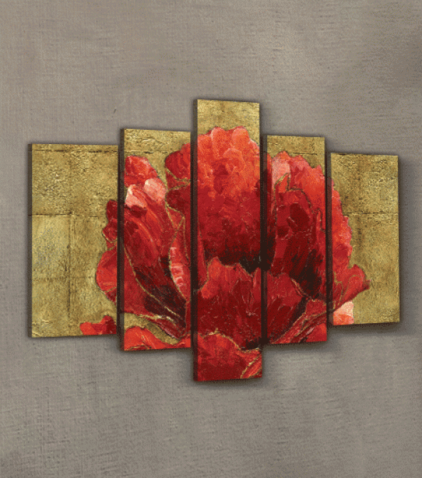Romantic Rose 5 Parça Kanvas Tablo 135X85 Cm - 2