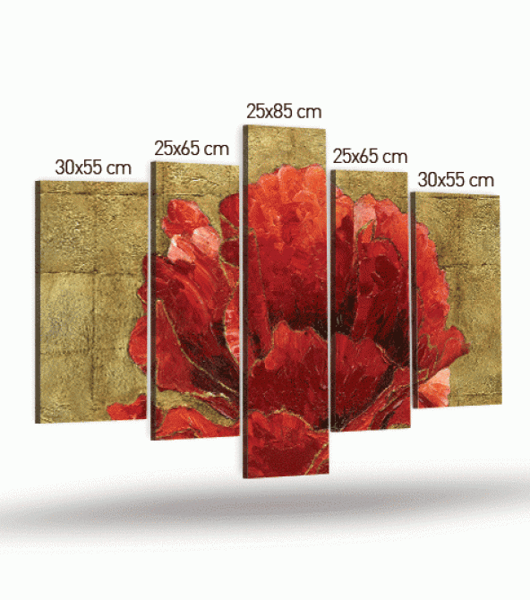 Romantic Rose 5 Parça Kanvas Tablo 135X85 Cm - 4