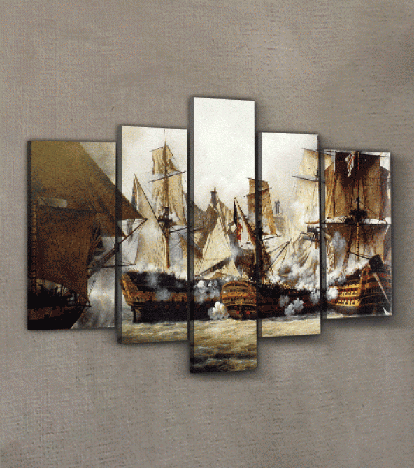 5 Parça Savaş Kanvas Tablo 135X85 Cm - 2