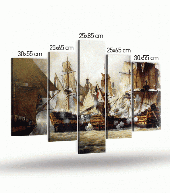 5 Parça Savaş Kanvas Tablo 135X85 Cm - 4
