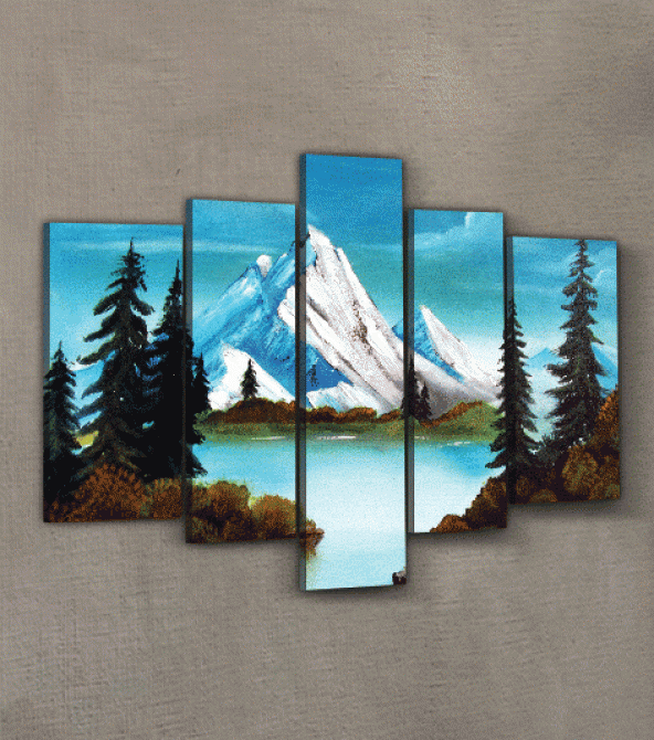 Romantic Snow 5 Parça Kanvas Tablo 135X85 Cm - 2