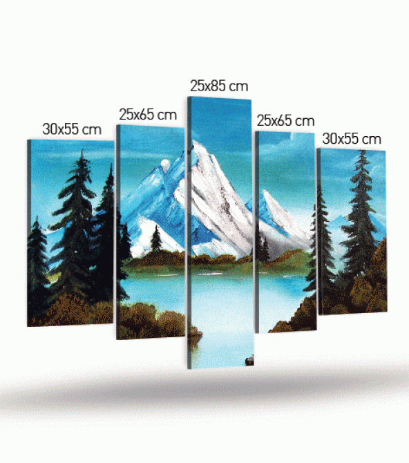 Romantic Snow 5 Parça Kanvas Tablo 135X85 Cm - 4