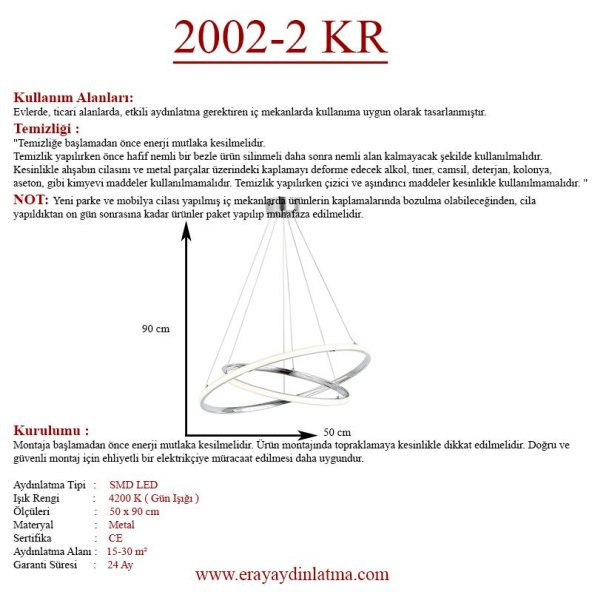 Eray Aydınlatma 2002-2 Krom Led Avize - 3