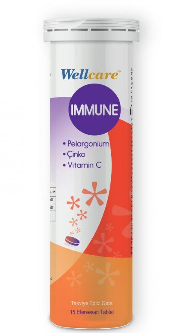 Wellcare Immune Peargonium Sideoides+Çinko+Vitamin C 15 Tablet